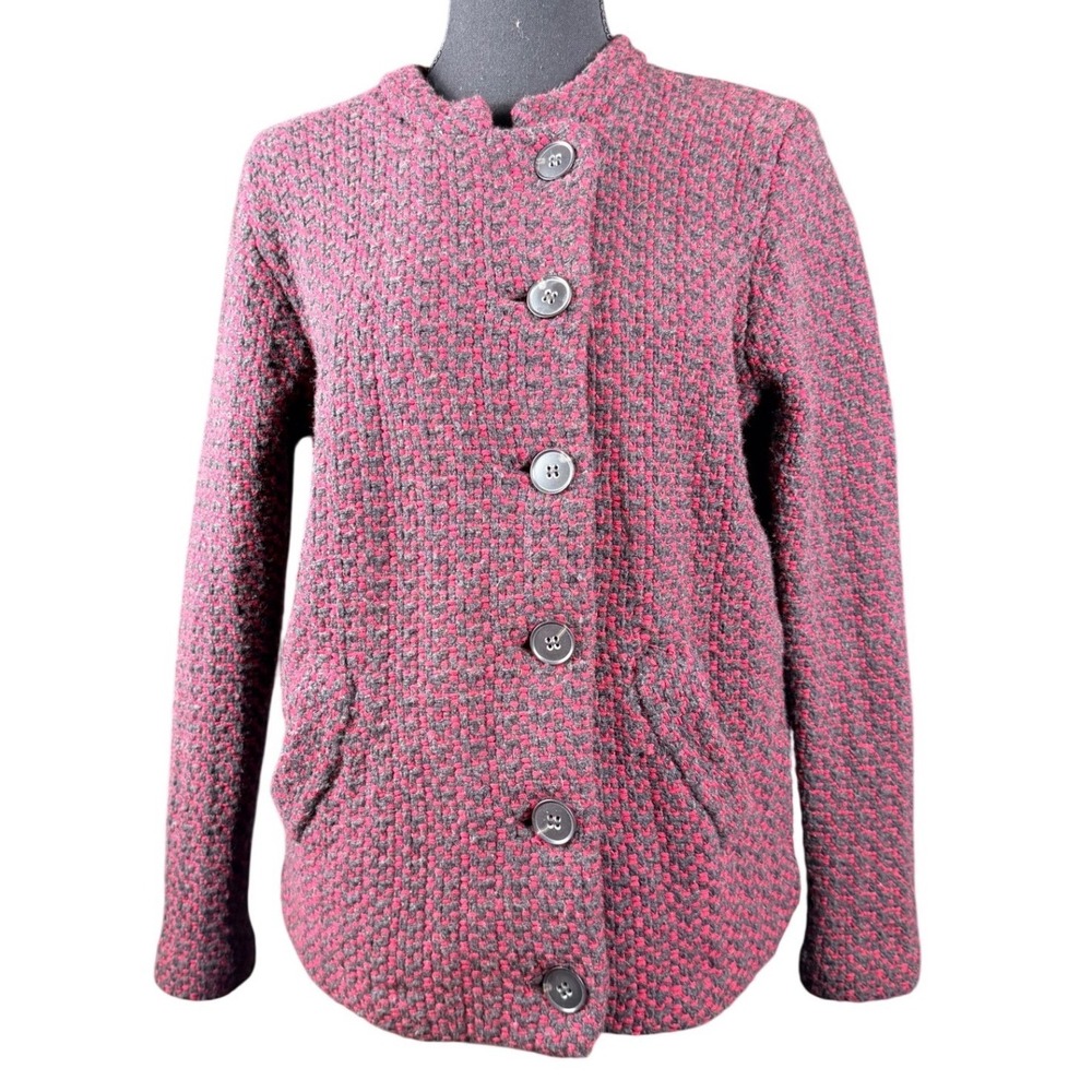 Theory‎ 100% Wool Ambril Loryelle Cardigan Sweater Jacket Red Black Petite S